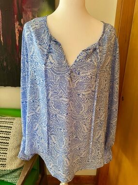 Floral & Ivy Blue Paisley Blouse